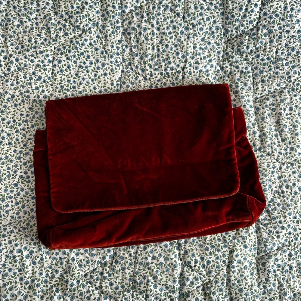 Prada Large Red Velvet Clutch / Laptop